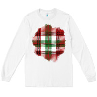 White Christmas Tartan Patch Long Sleeve Tee - BundleAndBundleShop