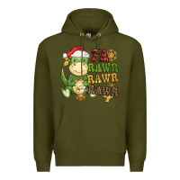 Army Green watercolor t rex fa rawr rawr rawr christmas Premium Hoodie - CowGirlArtShop