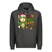 Charcoal Heather watercolor t rex fa rawr rawr rawr christmas Premium Hoodie - CowGirlArtShop