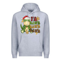 Heather Grey watercolor t rex fa rawr rawr rawr christmas Premium Hoodie - CowGirlArtShop