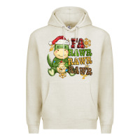 Oatmeal Heather watercolor t rex fa rawr rawr rawr christmas Premium Hoodie - CowGirlArtShop