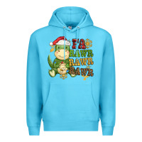 Ocean Blue watercolor t rex fa rawr rawr rawr christmas Premium Hoodie - CowGirlArtShop