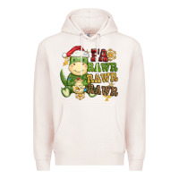 Pale Pink watercolor t rex fa rawr rawr rawr christmas Premium Hoodie - CowGirlArtShop