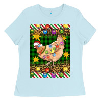 Baby Blue Christmas Chicken Ladies Tee - Artiststas
