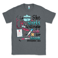 Charcoal Heather she works willingly with her hands Classic Tee - MaliasSmallBusiness
