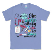 Colony Blue she works willingly with her hands Classic Tee - MaliasSmallBusiness
