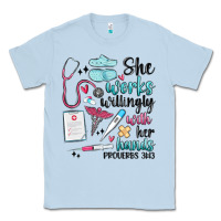 Dusty Blue she works willingly with her hands Classic Tee - MaliasSmallBusiness