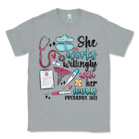 Heather Grey she works willingly with her hands Classic Tee - MaliasSmallBusiness