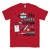Red she works willingly with her hands Classic Tee - MaliasSmallBusiness