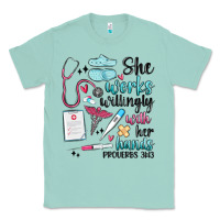 Seafoam she works willingly with her hands Classic Tee - MaliasSmallBusiness