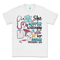 White she works willingly with her hands Classic Tee - MaliasSmallBusiness