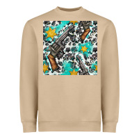 Mushroom Western Gun And Sheriff Stars With Cowhide Seamless Pattern Heavyweight Sweatshirt - BundleAndBundleShop