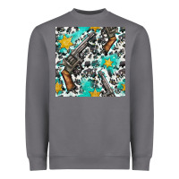 Storm Western Gun And Sheriff Stars With Cowhide Seamless Pattern Heavyweight Sweatshirt - BundleAndBundleShop