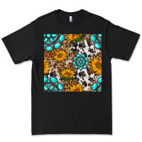 Black western gemstone and sunflower seamless pattern Premium Tee - BundleAndBundleShop