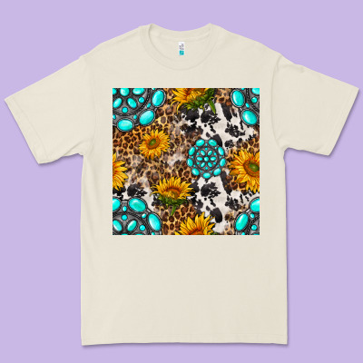Western Gemstone And Sunflower Seamless Pattern Premium Tee Designed By Bundleandbundleshop