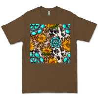 Cacao western gemstone and sunflower seamless pattern Premium Tee - BundleAndBundleShop