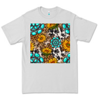 Dove Grey western gemstone and sunflower seamless pattern Premium Tee - BundleAndBundleShop
