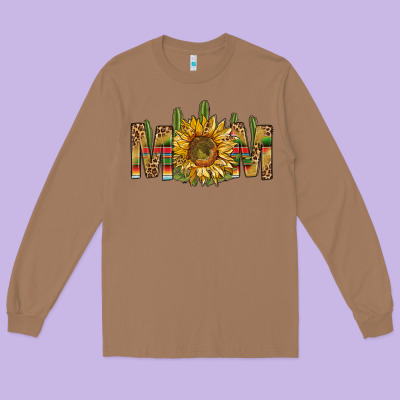 Western Mom With Sunflower Long Sleeve Tee Designed By Bundleandbundleshop