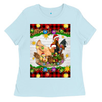 Baby Blue Christmas coop animals Ladies Tee - Artiststas
