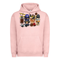 Pigment Salmon Police Coffee Cups Urban Hoodie - FaDigitalArtStudio