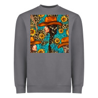 Storm Western Girl Hair Clasp And Sunflower With Leopard And Glitter Seamles Heavyweight Sweatshirt - BundleAndBundleShop