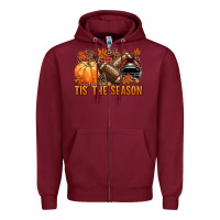 Burgundy Tis' the season Football and maroon helmet Zipper Hoodie - NancyCooperArtShop