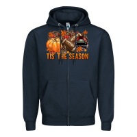 Navy Tis' the season Football and maroon helmet Zipper Hoodie - NancyCooperArtShop