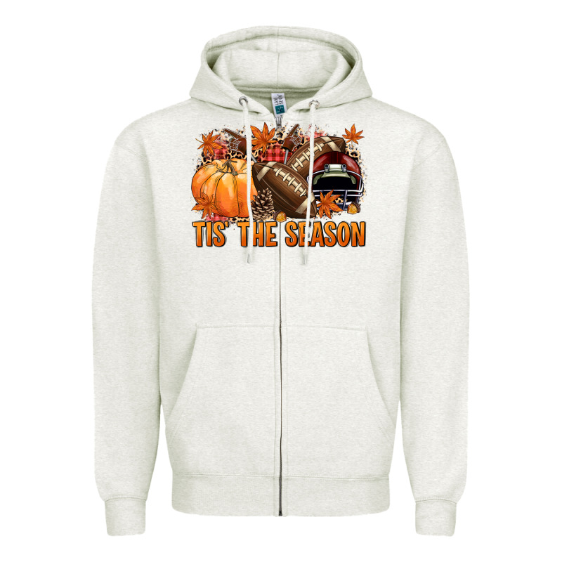 Tis' The Season Football And Maroon Helmet Zipper Hoodie by NancyCooperArtShop | Teevron