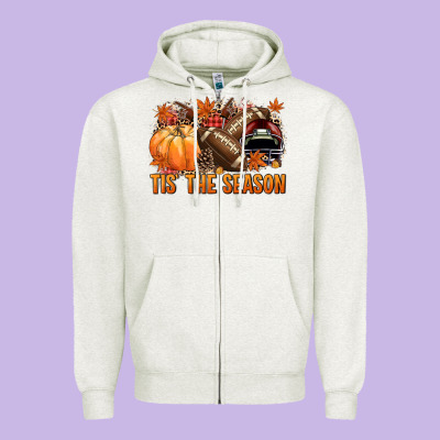 Tis' The Season Football And Maroon Helmet Zipper Hoodie Designed By Nancycooperartshop