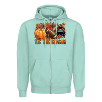 Seafoam Tis' the season Football and maroon helmet Zipper Hoodie - NancyCooperArtShop