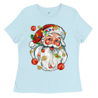 Baby Blue santa with little christmas Ladies Tee - AdoDesignShop