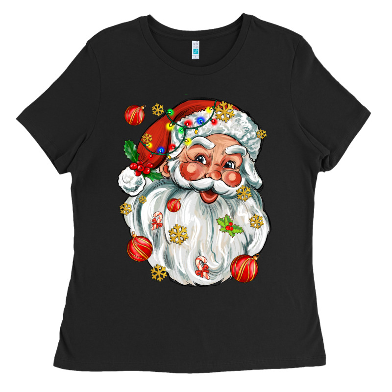 Santa With Little Christmas Ladies Tee by AdoDesignShop | Teevron