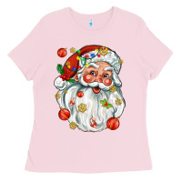 Bubblegum Pink santa with little christmas Ladies Tee - AdoDesignShop