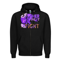 Black Her fight is our fight purple ribbon Zipper Hoodie - NancyCooperArtShop