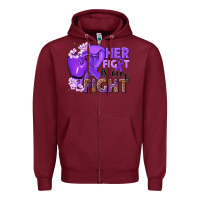 Burgundy Her fight is our fight purple ribbon Zipper Hoodie - NancyCooperArtShop