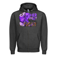 Charcoal Heather Her fight is our fight purple ribbon Zipper Hoodie - NancyCooperArtShop