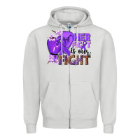 Dove Grey Her fight is our fight purple ribbon Zipper Hoodie - NancyCooperArtShop