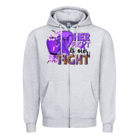 Heather Grey Her fight is our fight purple ribbon Zipper Hoodie - NancyCooperArtShop