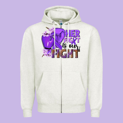 Her Fight Is Our Fight Purple Ribbon Zipper Hoodie Designed By Nancycooperartshop