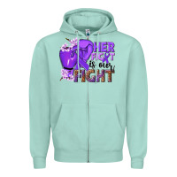 Seafoam Her fight is our fight purple ribbon Zipper Hoodie - NancyCooperArtShop