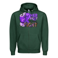 Sports Green Her fight is our fight purple ribbon Zipper Hoodie - NancyCooperArtShop