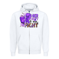 White Her fight is our fight purple ribbon Zipper Hoodie - NancyCooperArtShop