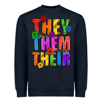 Navy They Them Their Pride LGBTQ Heavyweight Sweatshirt - BundleAndBundleShop