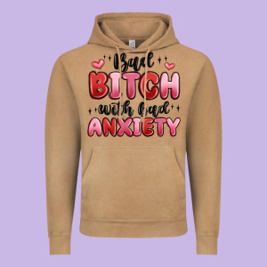 Bad Bitch With Bad Anxiety Vintage Hoodie Designed By Maliassmallbusiness