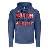 Vintage Denim bad bitch with bad anxiety Vintage Hoodie - MaliasSmallBusiness