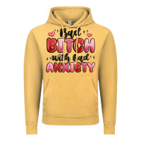 Vintage Mustard bad bitch with bad anxiety Vintage Hoodie - MaliasSmallBusiness