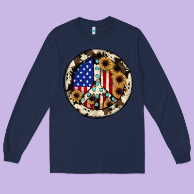 Peace Sign Long Sleeve Tee Designed By Jahusdesignshop