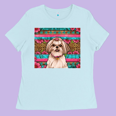 Shih Tzu Floral Tumbler Ladies Tee Designed By Jahusdesignshop