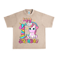 French Oak my 1 st birthday with little cute unicorn Urban Heavy Tee - NancyCooperArtShop