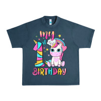 Midnight Navy my 1 st birthday with little cute unicorn Urban Heavy Tee - NancyCooperArtShop